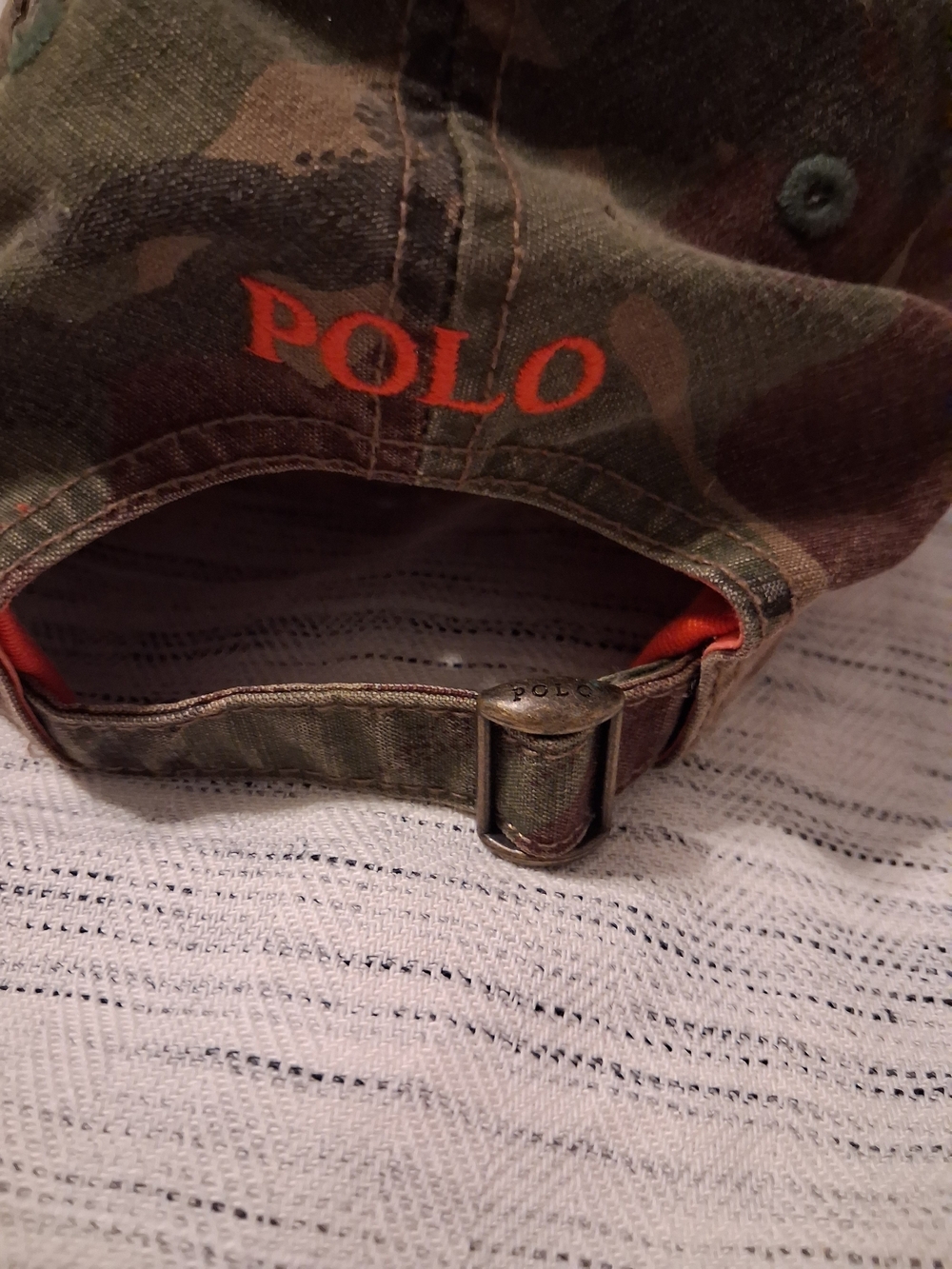 Polo by Ralph Lauren  Baseball Cap Camo Green/Brown with Orange Logo - Picture 9 of 9